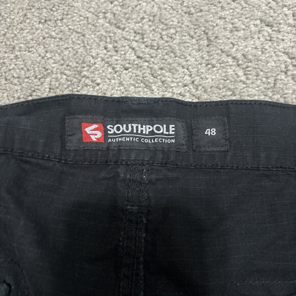 Southpole Cargo Shorts Men's Size 48 Black Baggy Ripstop Utility Casual Y2K - Picture 2 of 5